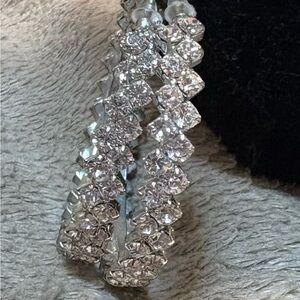 Sparkling Silver Crystal Hoop Earrings